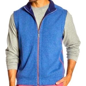Tommy Bahama XL Flipshore Full‎ Zip Reversible Vest Mens Black Blue 100% Cotton